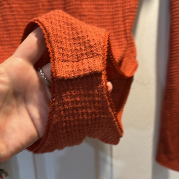 NWT! Free People All You Want Rust Orange Mock Neck Waffle Bodysuit L - Picture 8 of 10